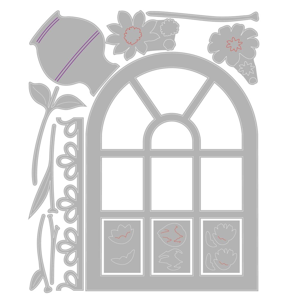 Sizzix Thinlits Die by Eileen Hull Windowsill Flowers and Vase (13pcs) (666979) Sizzix Thinlits Die by Eileen Hull Windowsill Flowers and Vase (13pcs) (666979)