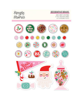 Simple Stories Hard Candy Christmas Decorative Brads (25623)