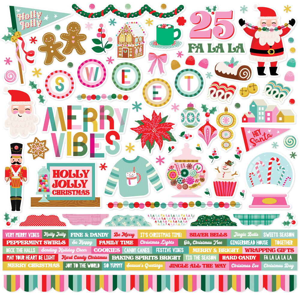 Simple Stories Hard Candy Christmas Cardstock Stickers (25602) (OUTLET)