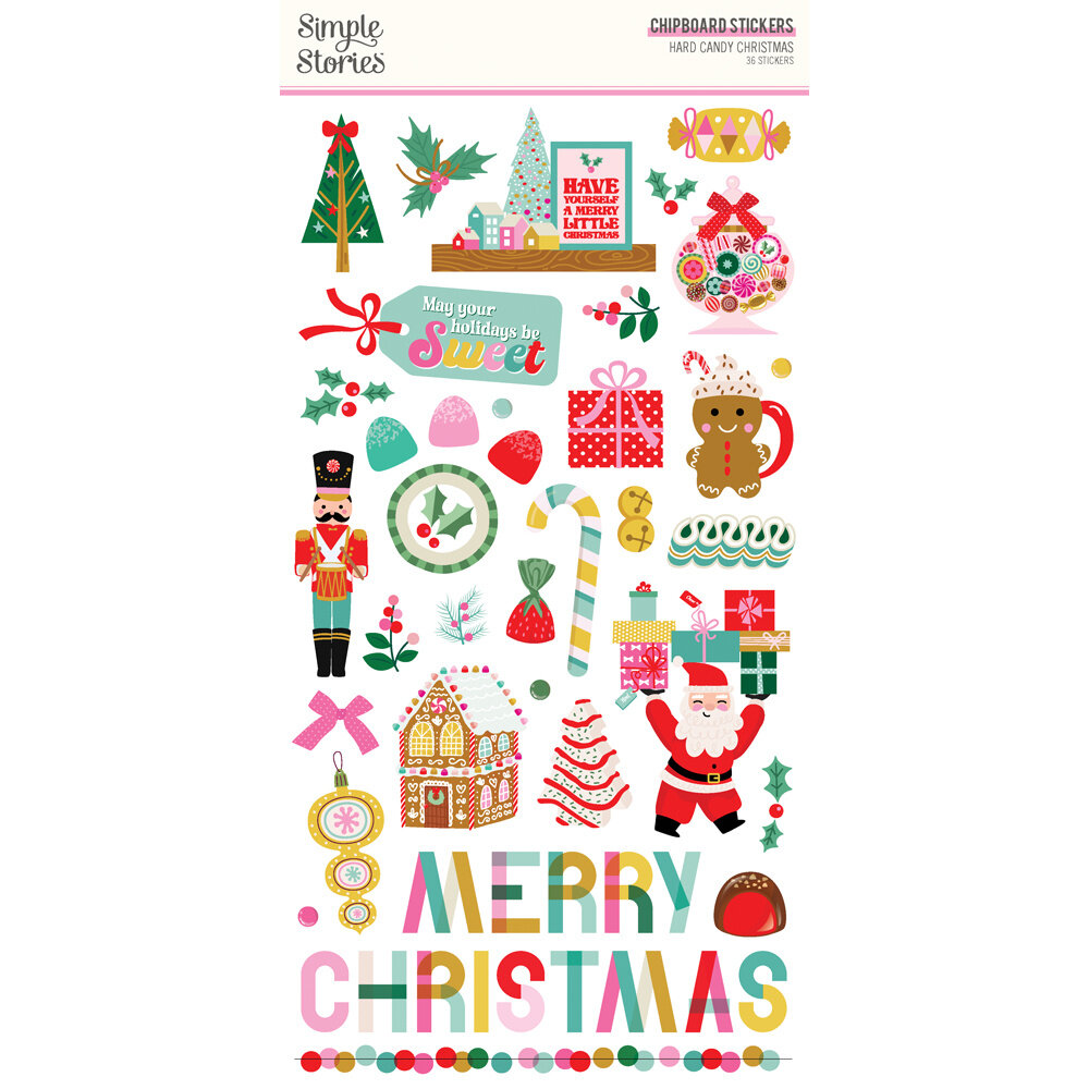 Simple Stories Hard Candy Christmas 6x12 Inch Chipboard Stickers (25617) (OUTLET)