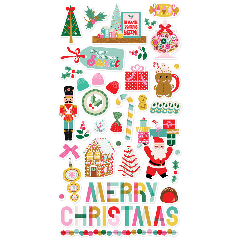 Simple Stories Hard Candy Christmas 6x12 Inch Chipboard Stickers (25617) (OUTLET)