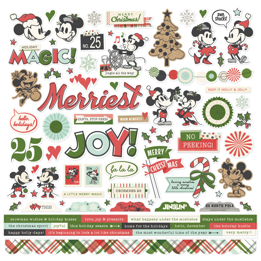 Simple Stories Say Cheese Classic Mouse Christmas Cardstock Stickers (25201) (OUTLET)