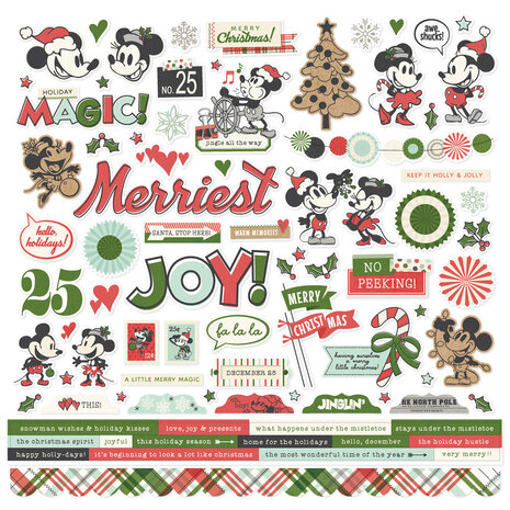 Simple Stories Say Cheese Classic Mouse Christmas Cardstock Stickers (25201) (OUTLET)