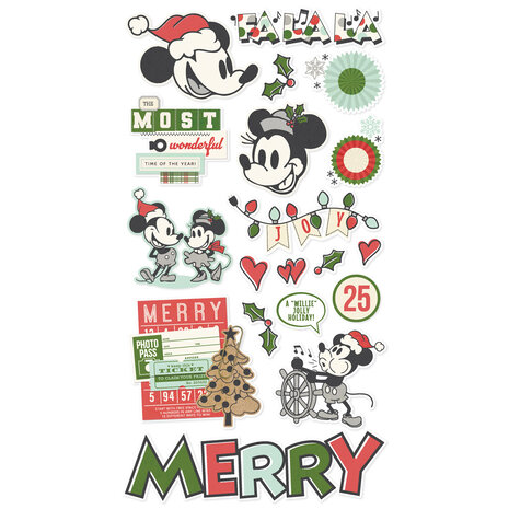 Simple Stories Say Cheese Classic Mouse Christmas 6x12 Inch Chipboard Stickers (25208) (OUTLET)