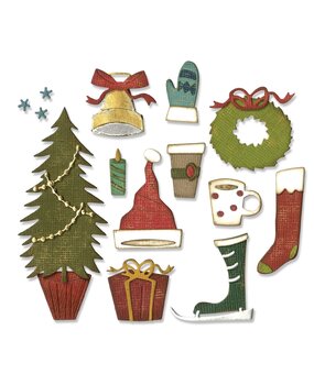 Sizzix Thinlits Die by Tim Holtz Festive Things (12pcs) (664191) Sizzix Thinlits Die by Tim Holtz Festive Things (12pcs) (664191)