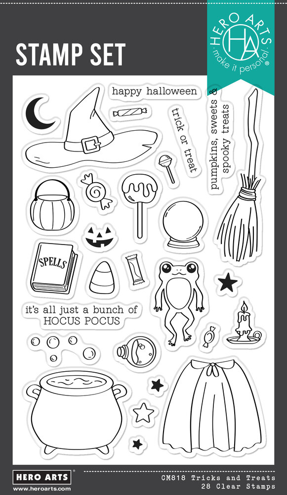 Hero Arts Hocus Pocus Clear Stamp Set Tricks and Treats (CM818)