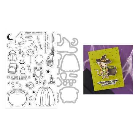 Hero Arts Hocus Pocus Stamp & Cut Set Tricks and Treats (DC327)