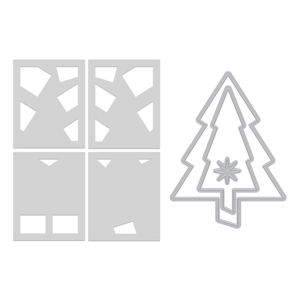 Hero Arts Very Merry Die & Stencil Bundle Tree (WB1180)