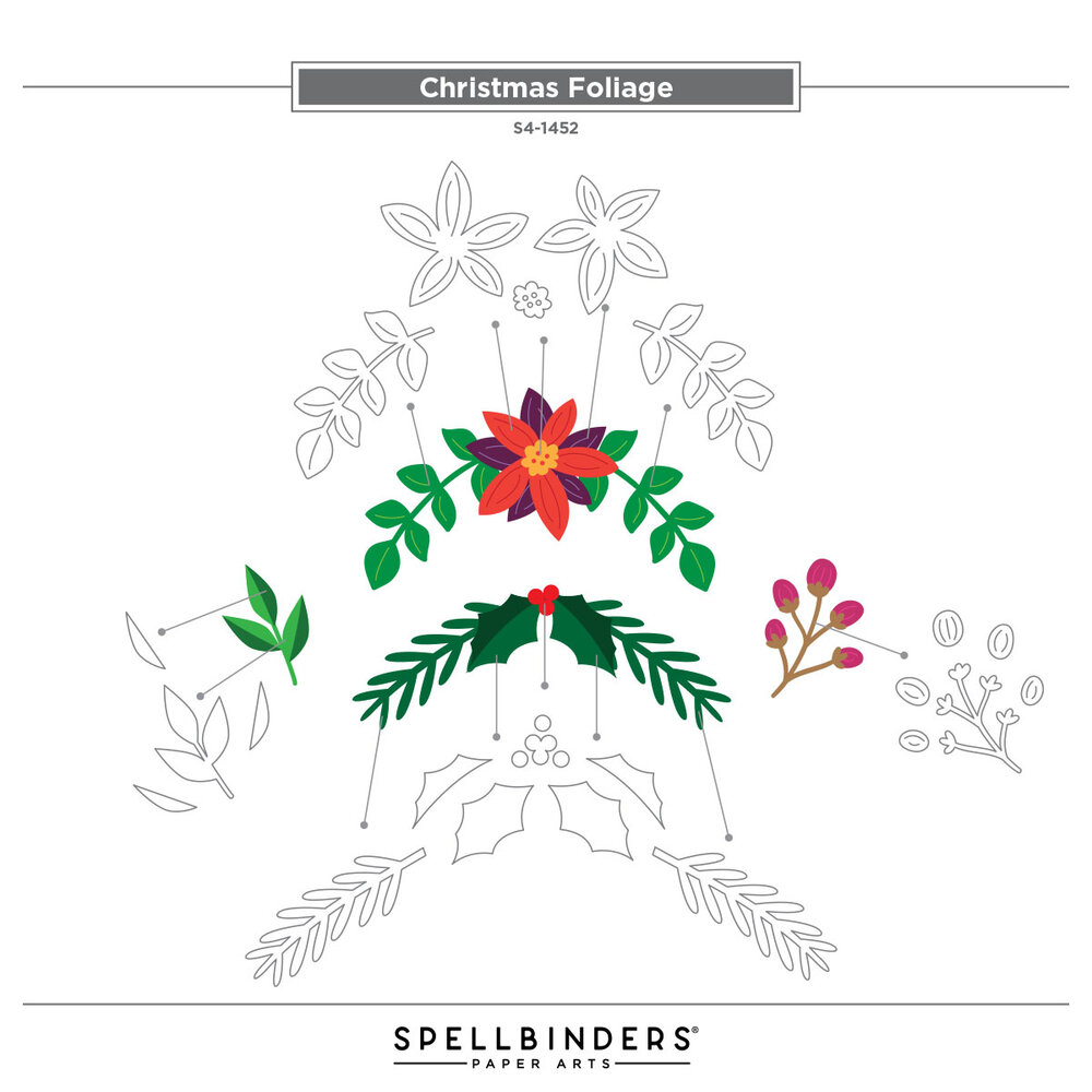 Spellbinders All About Christmas Etched Dies Christmas Foliage (S4-1452) Spellbinders All About Christmas Etched Dies Christmas Foliage (S4-1452)