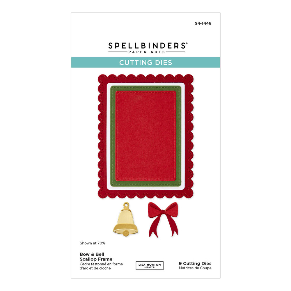 Spellbinders All About Christmas Etched Dies Bow & Bell Scallop Frame (S4-1448) Spellbinders All About Christmas Etched Dies Bow & Bell Scallop Frame (S4-1448)