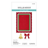 Spellbinders All About Christmas Etched Dies Bow & Bell Scallop Frame (S4-1448)