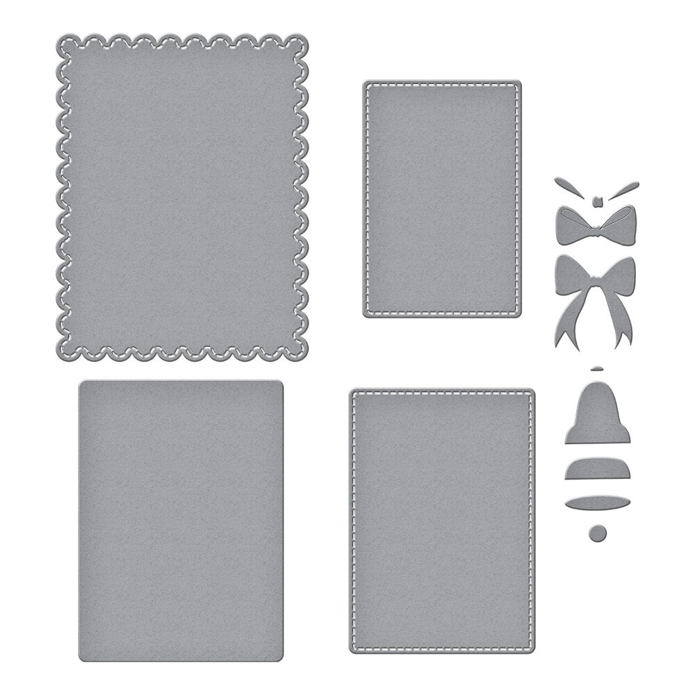 Spellbinders All About Christmas Etched Dies Bow & Bell Scallop Frame (S4-1448) Spellbinders All About Christmas Etched Dies Bow & Bell Scallop Frame (S4-1448)