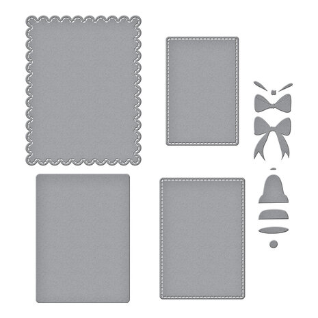 Spellbinders All About Christmas Etched Dies Bow & Bell Scallop Frame (S4-1448) Spellbinders All About Christmas Etched Dies Bow & Bell Scallop Frame (S4-1448)