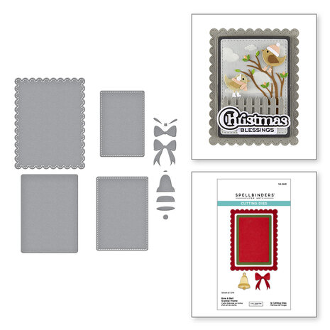 Spellbinders All About Christmas Etched Dies Bow & Bell Scallop Frame (S4-1448) Spellbinders All About Christmas Etched Dies Bow & Bell Scallop Frame (S4-1448)