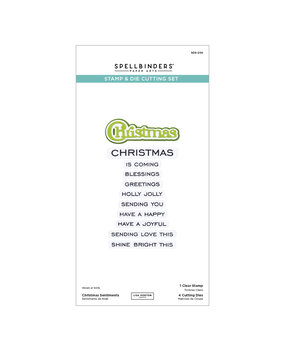 Spellbinders All About Christmas Clear Stamp & Die Set Christmas Sentiments (SDS-206)