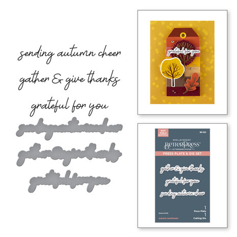 Spellbinders Autumn Archives BetterPress Plate & Die Set Autumn Sentiments (BP-322) Spellbinders Autumn Archives BetterPress Plate & Die Set Autumn Sentiments (BP-322)