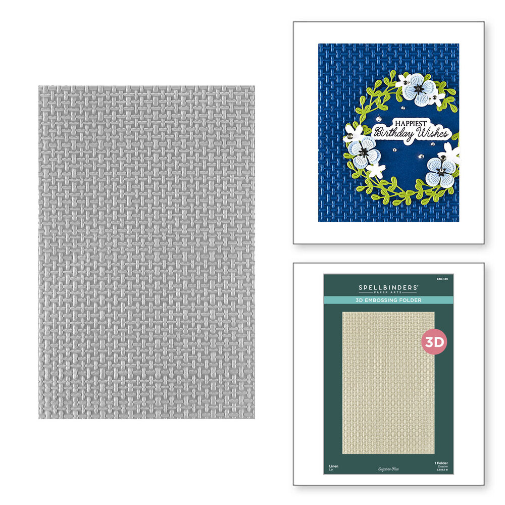 Spellbinders Texture & Foliage 3D Embossing Folder Linen (E3D-139) Spellbinders Texture & Foliage 3D Embossing Folder Linen (E3D-139)