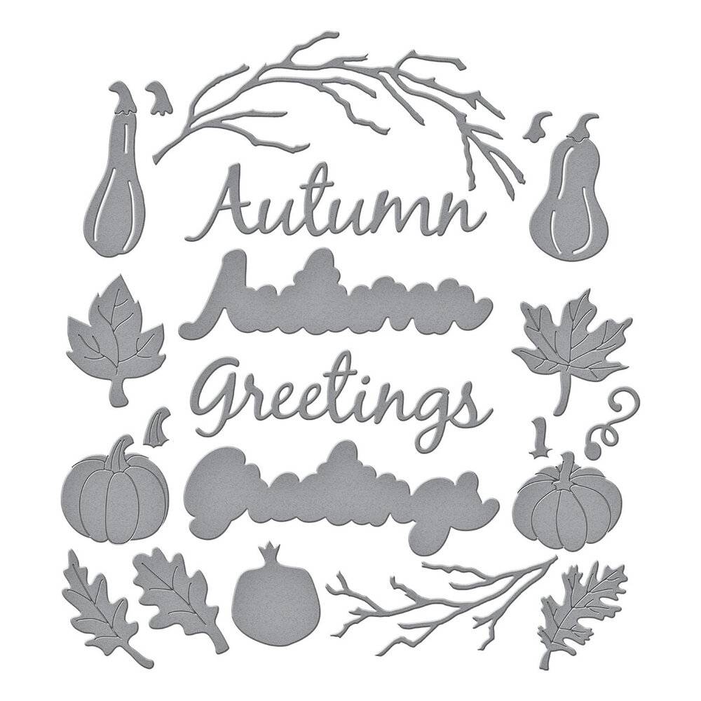 Spellbinders Texture & Foliage Etched Dies Autumn Greetings Wreath (S4-1456) Spellbinders Texture & Foliage Etched Dies Autumn Greetings Wreath (S4-1456)