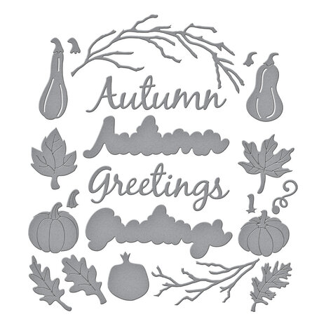 Spellbinders Texture & Foliage Etched Dies Autumn Greetings Wreath (S4-1456) Spellbinders Texture & Foliage Etched Dies Autumn Greetings Wreath (S4-1456)