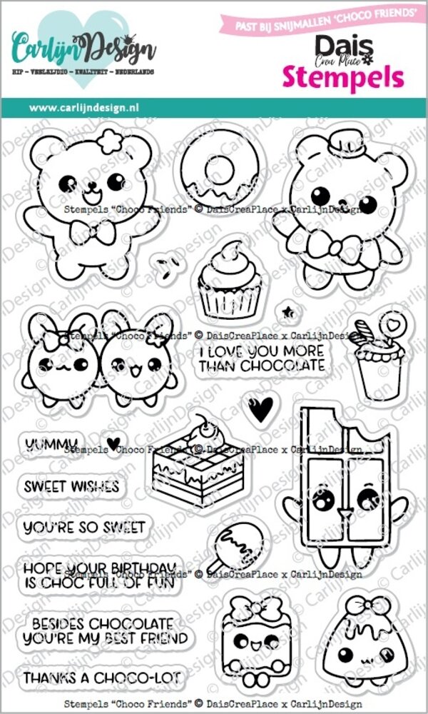 CarlijnDesign Clear Stamps Choco Friends (CDST-0154) CarlijnDesign Clear Stamps Choco Friends (CDST-0154)