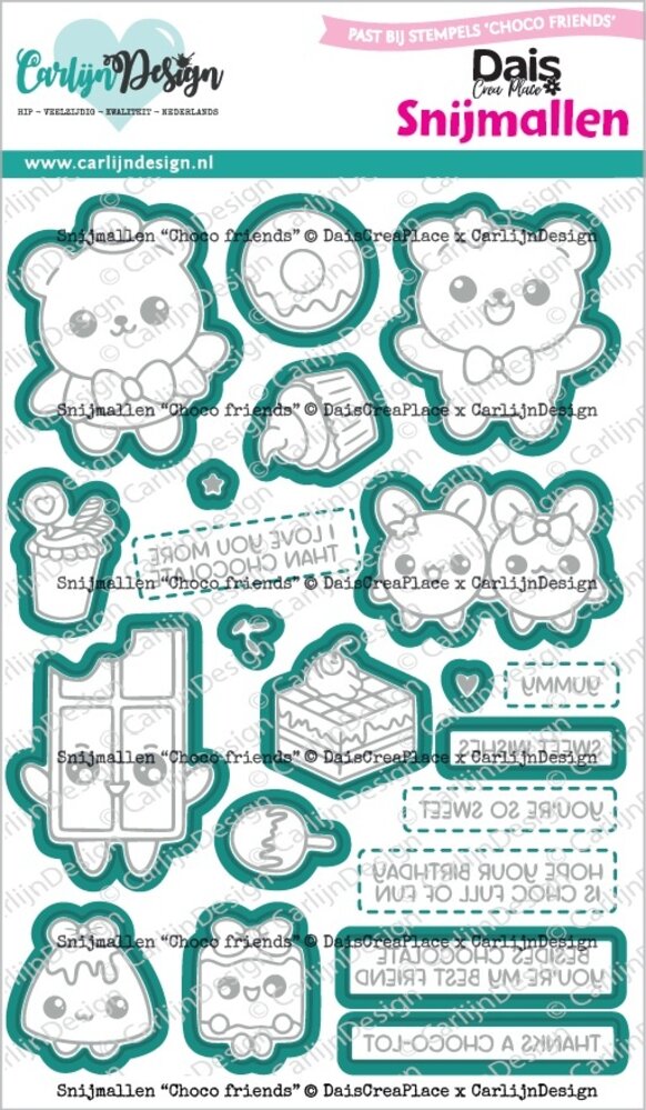 CarlijnDesign Snijmallen Outline Choco Friends (CDSN-0332) CarlijnDesign Snijmallen Outline Choco Friends (CDSN-0332)
