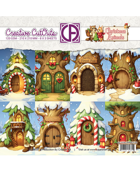 Creatief Art Christmas Animals 8x8 Inch Paper Pack 02 Boomhuisjes (CCOA-ANIMALS-02)