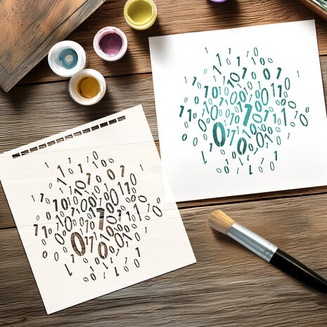 Katy Sue Designs Andy Skinner 8x8 Inch Mixed Media Stencil Binary (08-0001-AS)