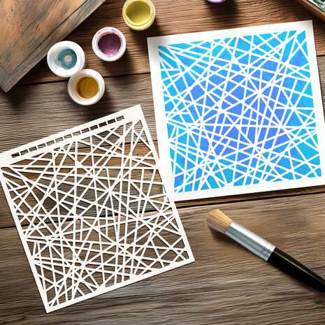 Katy Sue Designs Andy Skinner 8x8 Inch Mixed Media Stencil String Maze (08-0002-AS)