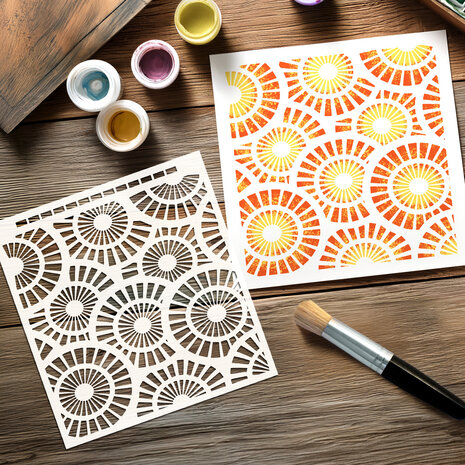 Katy Sue Designs Andy Skinner 8x8 Inch Mixed Media Stencil Spiral Burst (08-0003-AS)