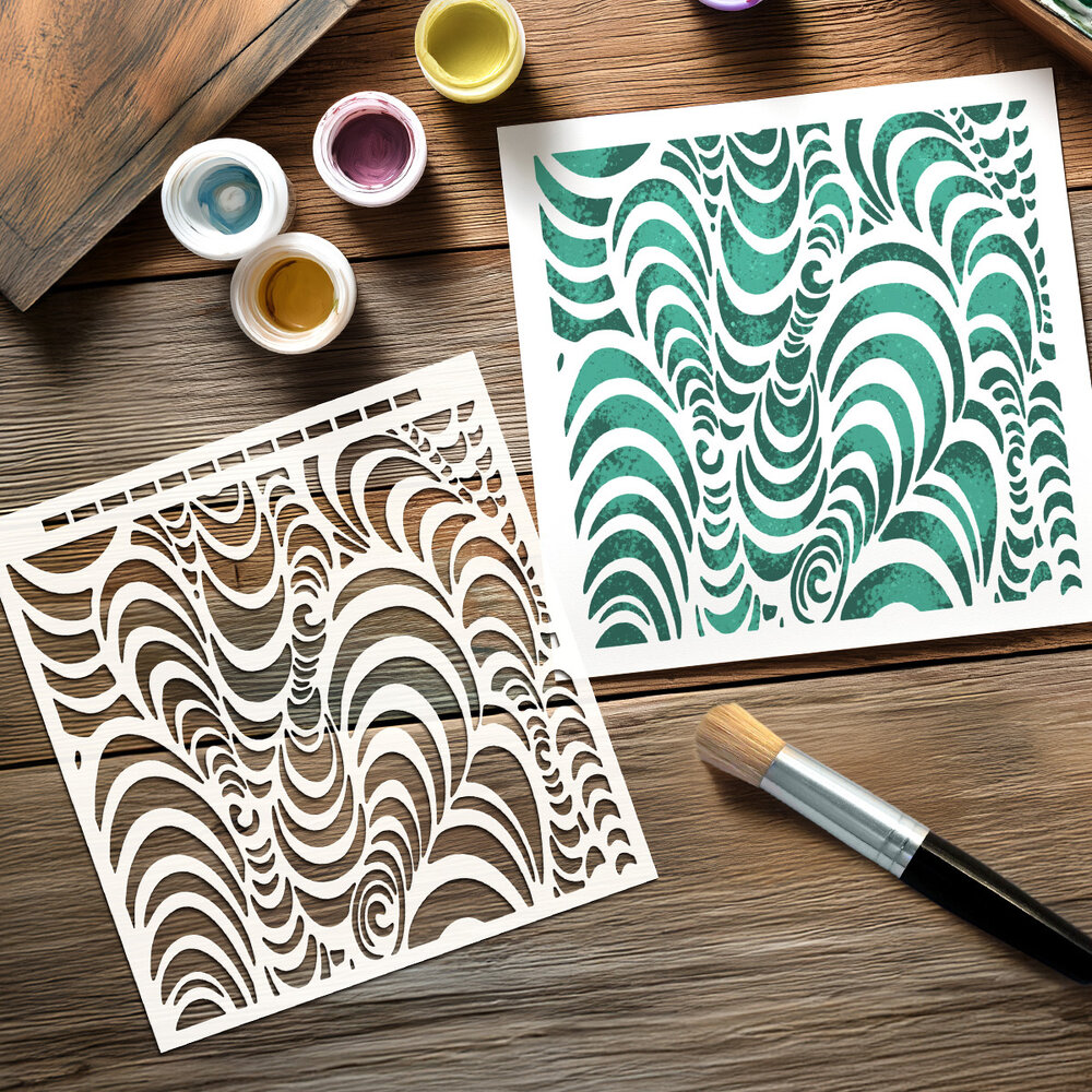 Katy Sue Designs Andy Skinner 8x8 Inch Mixed Media Stencil Trance (08-0005-AS) Katy Sue Designs Andy Skinner 8x8 Inch Mixed Media Stencil Trance (08-0005-AS)