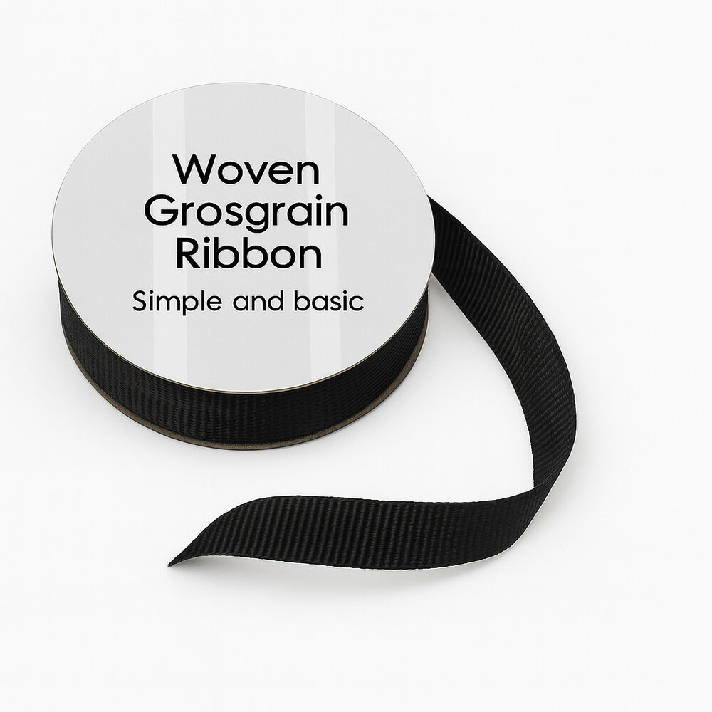 Simple and Basic Black Grosgrain Ribbon (8mmx10m) (SBA457)
