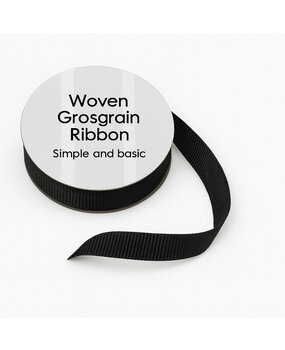 Simple and Basic Black Grosgrain Ribbon (8mmx10m) (SBA457)