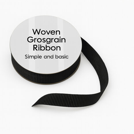 Simple and Basic Black Grosgrain Ribbon (8mmx10m) (SBA457)