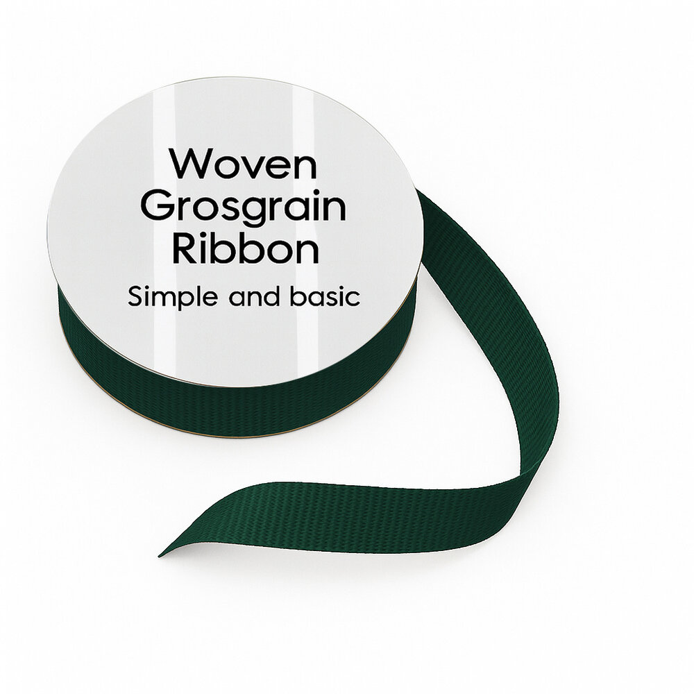 Simple and Basic Dark Green Grosgrain Ribbon (8mmx10m) (SBA456)
