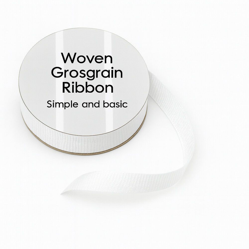 Simple and Basic White Grosgrain Ribbon (8mmx10m) (SBA451)