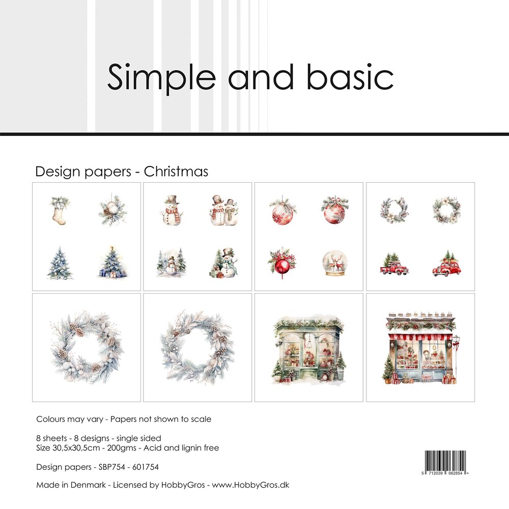 Simple and Basic Christmas 12x12 Inch Paper Pad (SBP754)