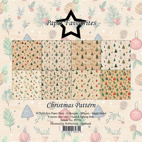 Paper Favourites Christmas Pattern 12x12 Inch Paper Pad (PF754)