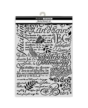 Stamperia Art Stories A3 Big Stencil Writings (KSTDA3008)