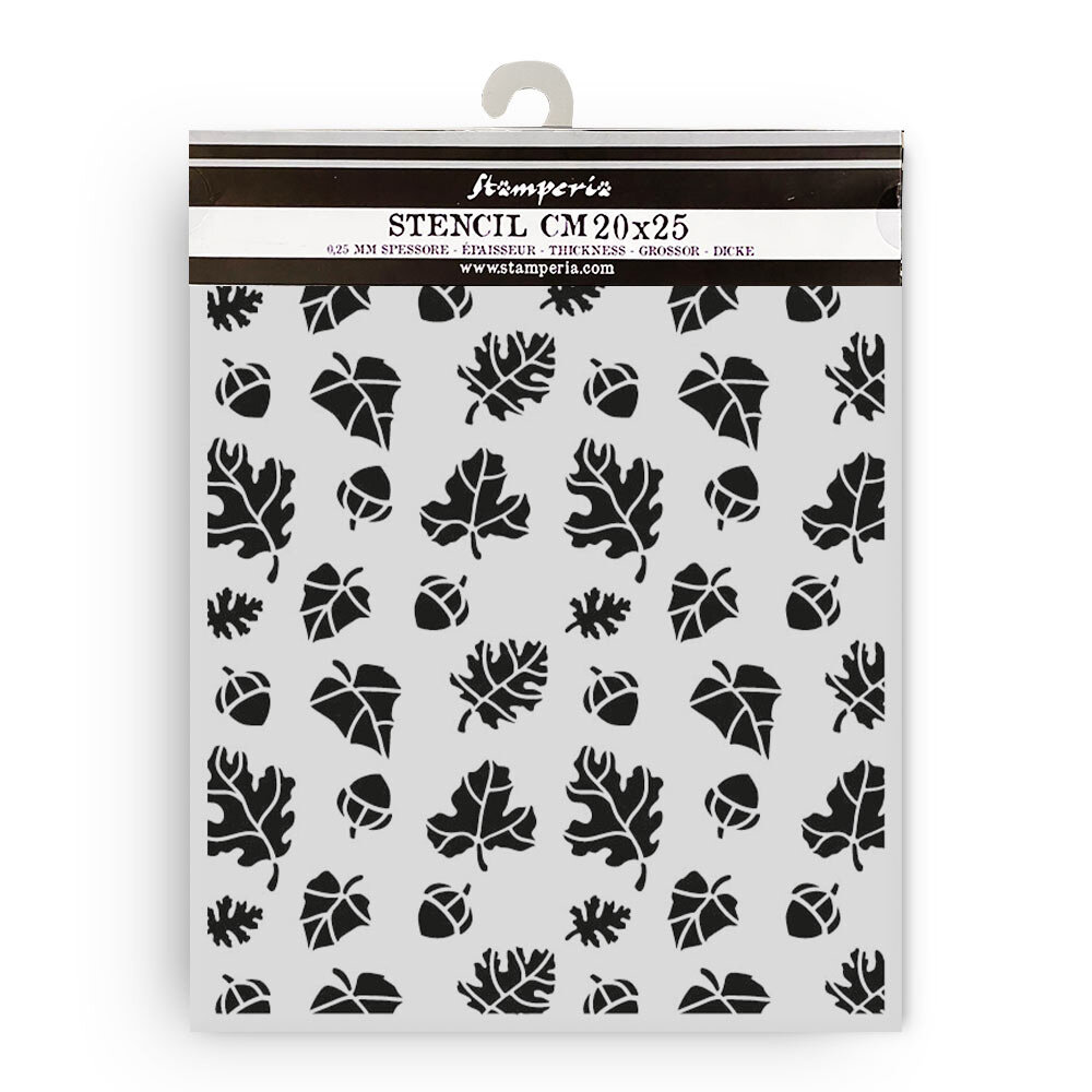Stamperia Whispering Woods Thick Stencil 20x25cm Leaves and Acorns Pattern (KSTD187) Stamperia Whispering Woods Thick Stencil 20x25cm Leaves and Acorns Pattern (KSTD187)