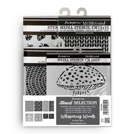 Stamperia Whispering Woods Stencil Assortment (8pcs) (KSTDX06) Stamperia Whispering Woods Stencil Assortment (8pcs) (KSTDX06)