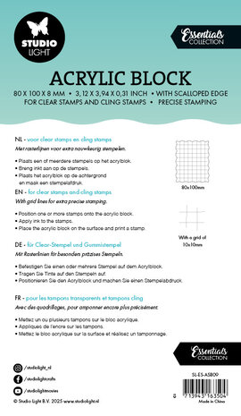 Studio Light Acrylic Stamping Block 80x100mm w/ Scalloped Edge (SL-ES-ASB09) (BASIC)