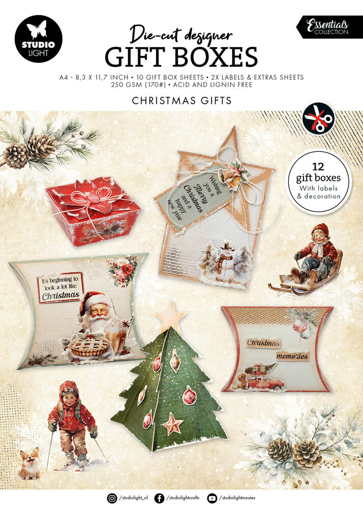 Studio Light Christmas Gifts Essentials Die-cut Designer Gift Boxes (SL-ES-DCPP347) Studio Light Christmas Gifts Essentials Die-cut Designer Gift Boxes (SL-ES-DCPP347)