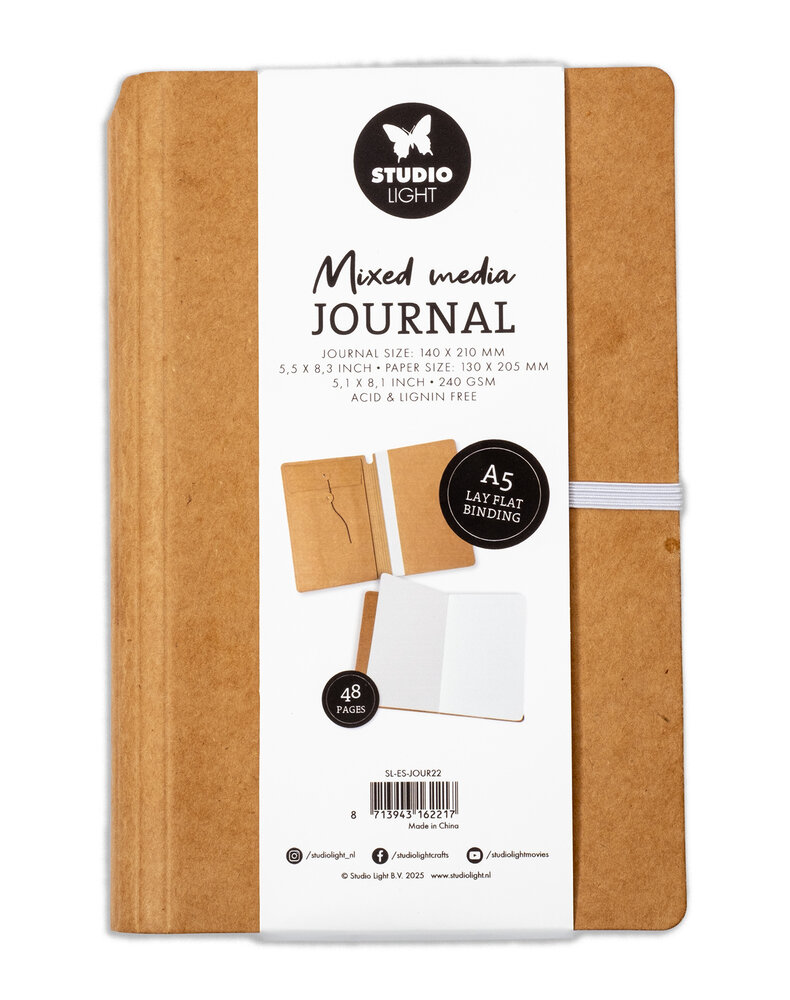 Studio Light Mixed Media Journal A5 Lay Flat Binding (SL-ES-JOUR22) (BASIC) Studio Light Mixed Media Journal A5 Lay Flat Binding (SL-ES-JOUR22) (BASIC)