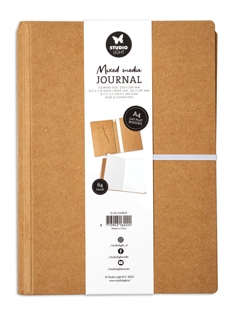 Studio Light Mixed Media Journal A4 Lay Flat Binding (SL-ES-JOUR23) (BASIC) Studio Light Mixed Media Journal A4 Lay Flat Binding (SL-ES-JOUR23) (BASIC)
