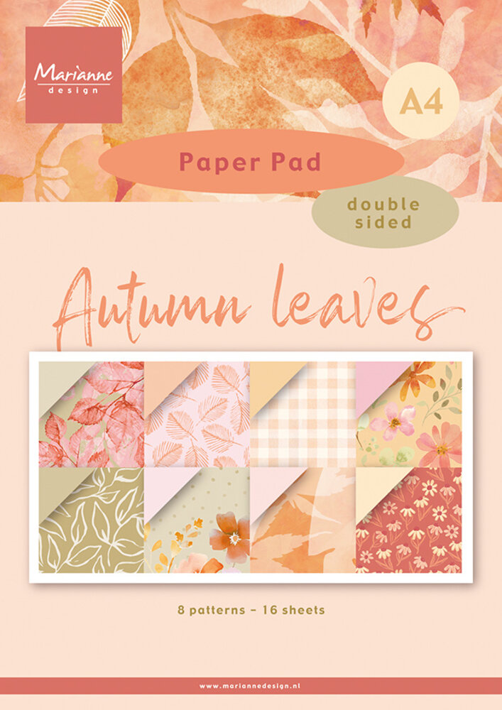 Marianne Design Autumn Leaves A4 Paper Pad (PK9215) Marianne Design Autumn Leaves A4 Paper Pad (PK9215)