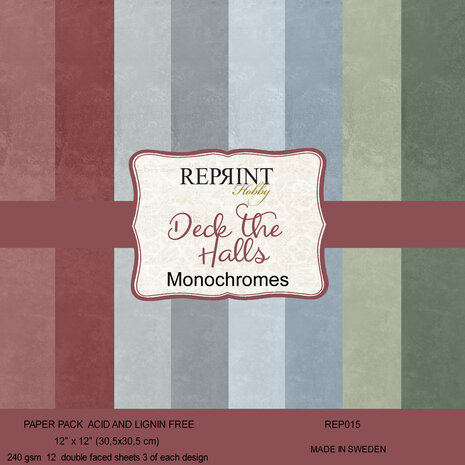 Reprint Deck the Halls Monochromes 12x12 Inch Cardstock (REP015) Reprint Deck the Halls Monochromes 12x12 Inch Cardstock (REP015)