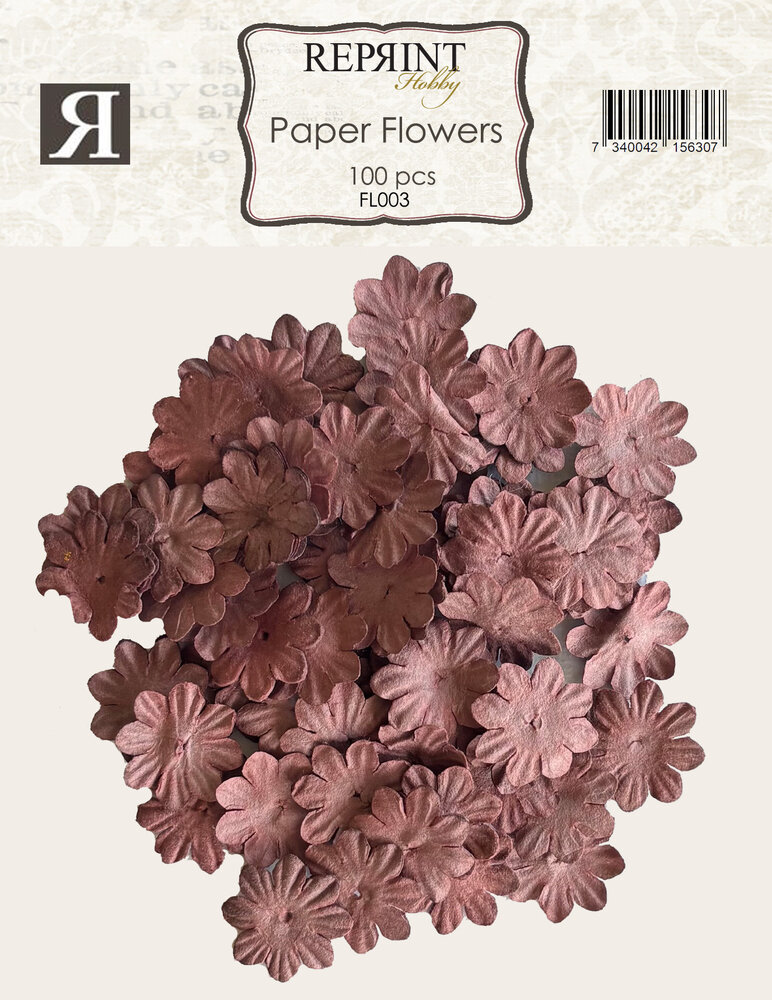Reprint Paper Flowers Burgundy (100pcs) (FL003)
