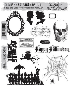 Stampers Anonymous Mini Halloween 3 Tim Holtz Cling Stamps (CMS140)