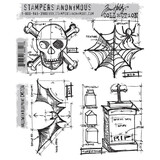 Stampers Anonymous Halloween Blueprint Tim Holtz Cling Stamps (CMS134)