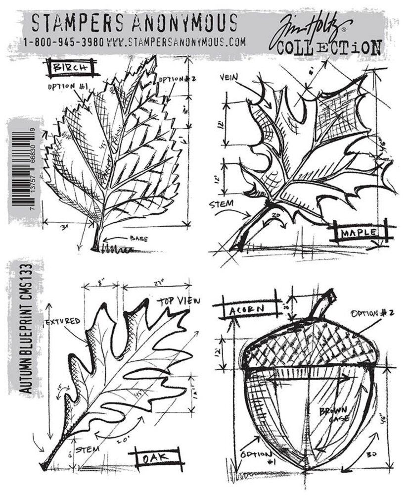 Stampers Anonymous Autumn Blueprint Tim Holtz Cling Stamps (CMS133) Stampers Anonymous Autumn Blueprint Tim Holtz Cling Stamps (CMS133)